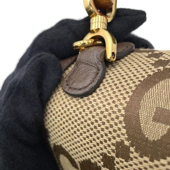 GUCCI Bamboo 1947 Jumbo GG Top Handle Bag Size Mini Canvas/Leather Beige - Picture 10 of 16